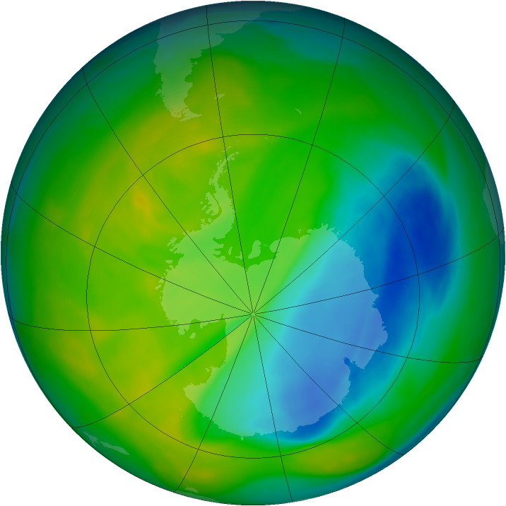 Antarctic ozone map for 19 November 2005
